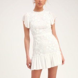 Ryse The Label Ivy White Ruffled Mini Dress